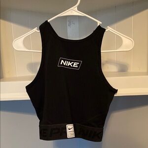 Nike Black Sleeveless Fitted Crop Tank Top